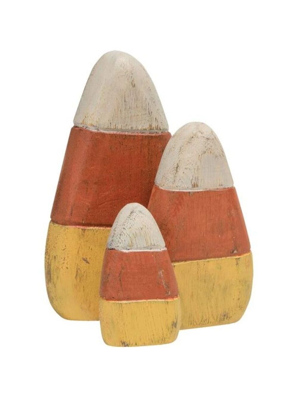 Wooden Candy Corn Decorations Fall Halloween Shelf Sitters Autumn Home Decor Set